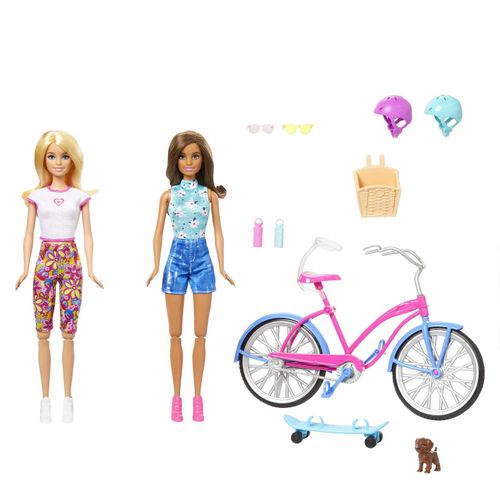 Barbie  Lutka set sa biciklom I skejtom slika 1