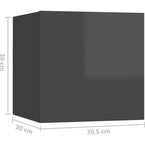 Zidni TV ormarići 8 kom visoki sjaj sivi 30,5 x 30 x 30 cm slika 5