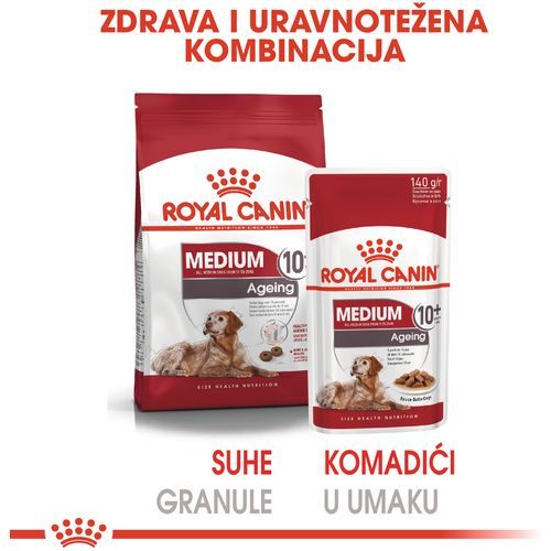 ROYAL CANIN SHN Medium ageing 10+ vrećice za pse, potpuna hrana za starije pse srednje velikih pasmina (od 11 do 25 kg), stariji od 10 godina, 10x140 g slika 3