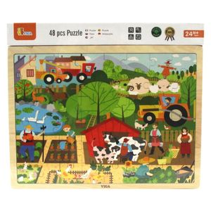 Viga Drvene puzzle farma, 48kom