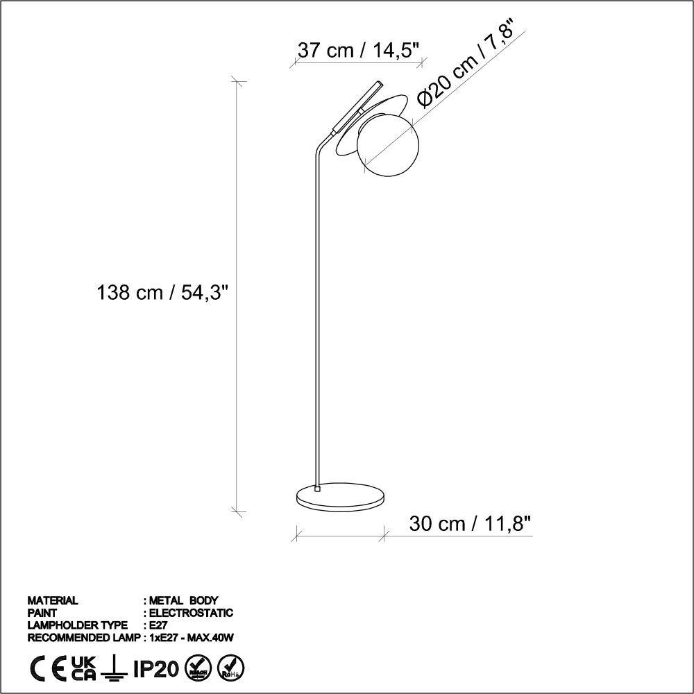 Anemon 13805 - Crna Podna Lampa slika 8