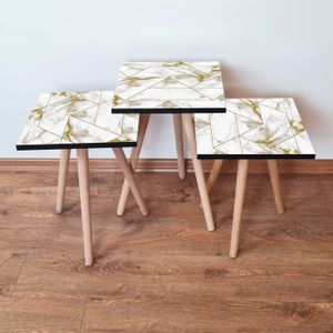 Nesting Table 3Shp228 - Bijela i Zlatna (3 Komada)