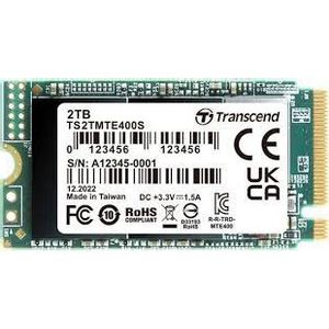 Transcend TS2TMTE400S 2TB, M.2 2242, PCIe Gen3x4, NVMe, SATA3 M Key, 3D NAND, DRAM-less, Read up to 2000 MB/s, Write up to 1700 MB/s, Single-sided