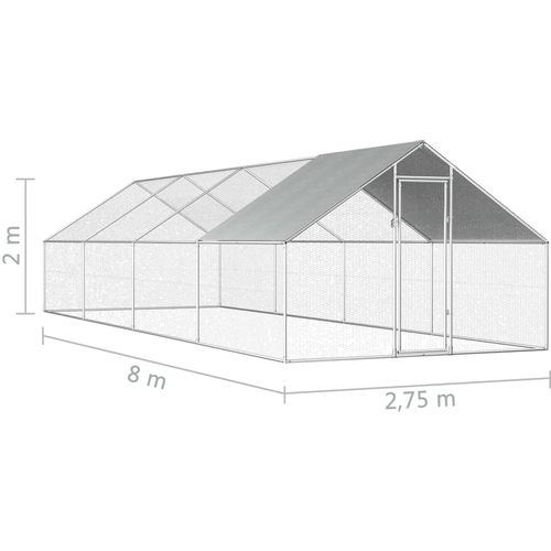 Vanjski kavez za kokoši od pocinčanog čelika 2,75 x 8 x 1,92 m slika 6