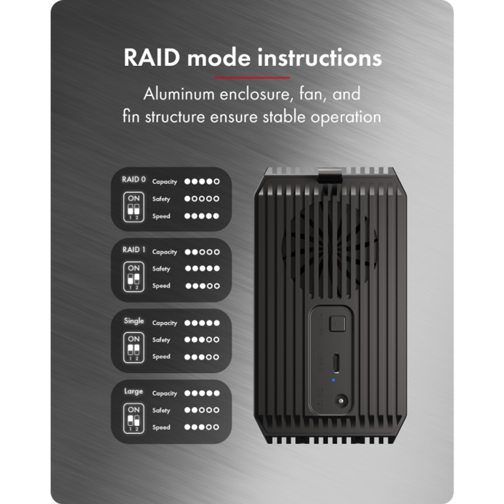 IcyBox IB-RD3720-CU3 RAID sustav za 2x 3.5"/2.5" SATA HDD i SSD diskove s RAID prekidačem slika 3