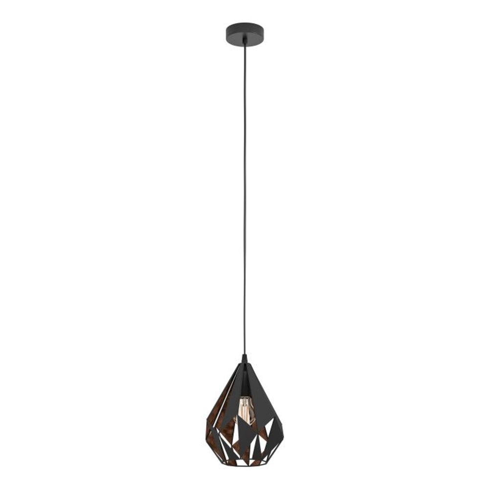 CARLTON 1 visilica / luster E27 Ø205 mm – crna / bakar slika 5