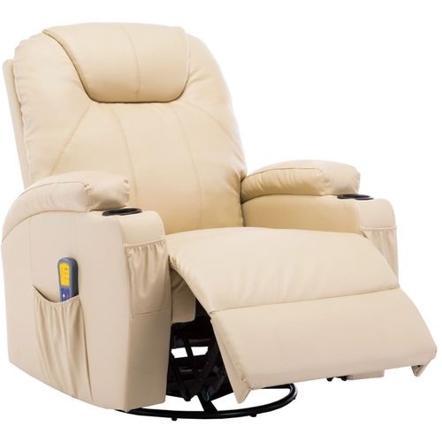 Električna ljuljajuća fotelja za masažu od umjetne kože krem slika 20