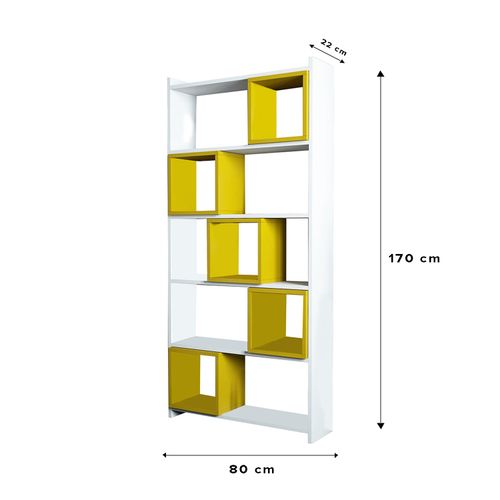 Woody Fashion Polica za knjige, Box - White, Yellow slika 5