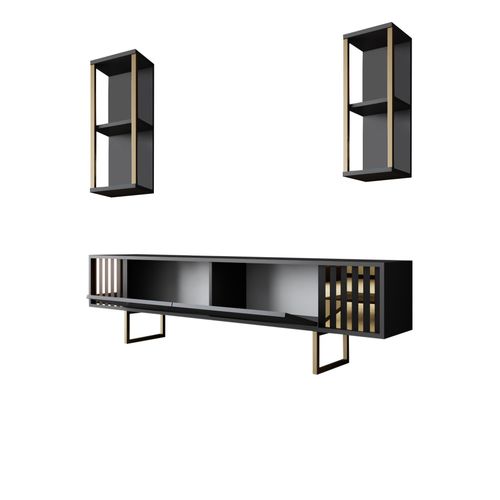 Woody Fashion Komoda za TV, Gold Line - Anthracite, Black slika 8