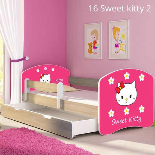 Dječji krevet ACMA s motivom, bočna sonoma + ladica 180x80 cm 16-sweet-kitty-2 slika 1