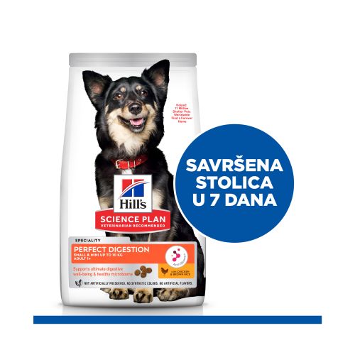 Hill's Science Plan PERFECT DIGESTION SMALL & MINI Adult Hrana za Pse s Piletinom i Smeđom rižom, 1,5 kg slika 3