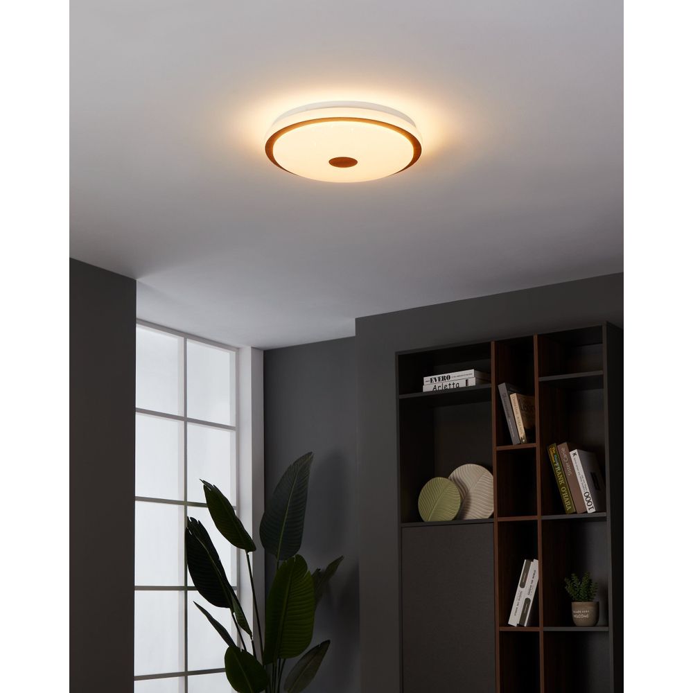Eglo plafonjera 'Lanciano 1' - LED, 24W, dimabilna, bijela/drvo sa daljinskim upravljačem slika 2