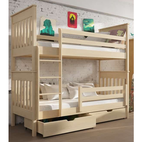 Drveni dječji krevet na kat Bruno s ladicom - svijetlo drvo - 190*90 cm slika 1