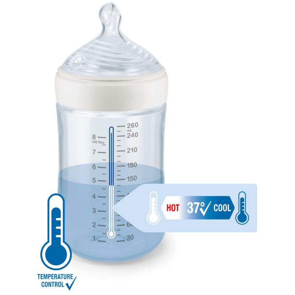 NUK Flašica For Nature sa indikatorom temperature 150ml 0-6mj, Bež slika 3