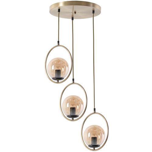 Ring 3 Lü Tepsili Bal Camlı Eskitme Sarkıt Copper Chandelier slika 2