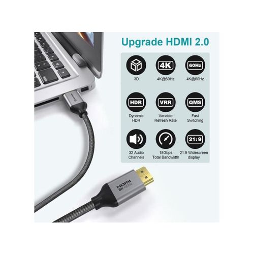 SWISSTEN kabel HDMI 2.0, 60Hz, 18GB/s, 4K, do 21:9, 3m, pozlaćeni konek, crni slika 6