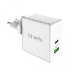 CELLY Kućni punjač ProPower 45W sa dva USB ulaza u BELOJ boji