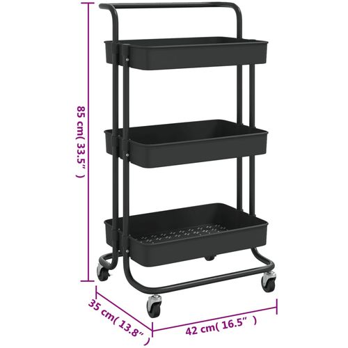 Kuhinjska kolica s 3 razine crna 42x25x83,5 cm željezo i ABS slika 13
