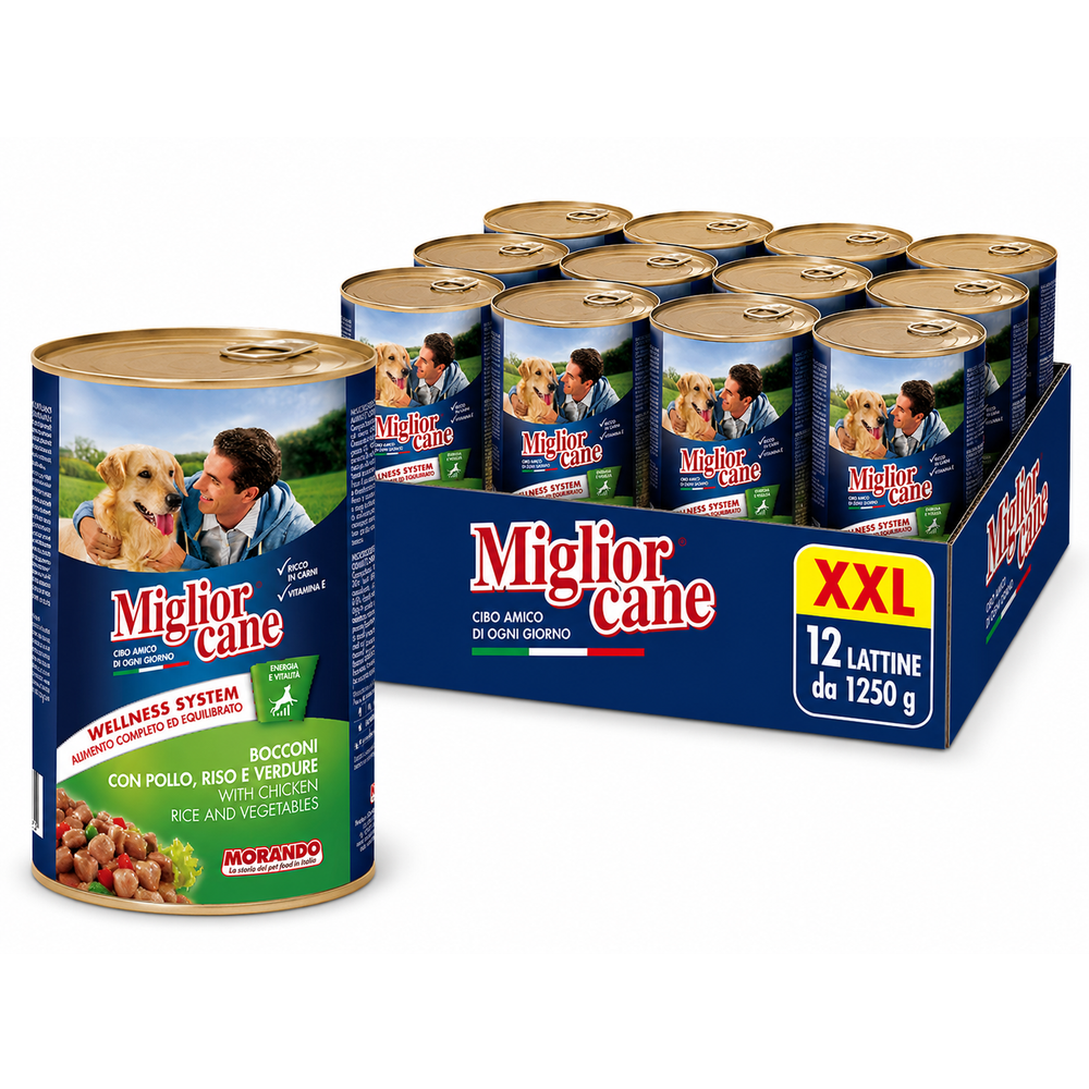 Miglior hrana za pse u limenci, Piletina i riža i povrće, 12x1250 g, XXL slika 1