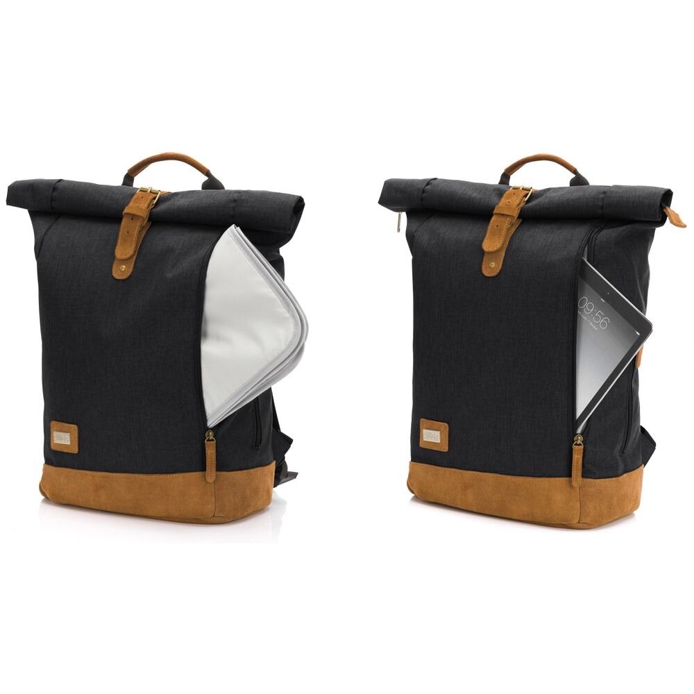 Fillikid Torba/Ruksak za pelene Berlin Rolltop, Crni Melange slika 4