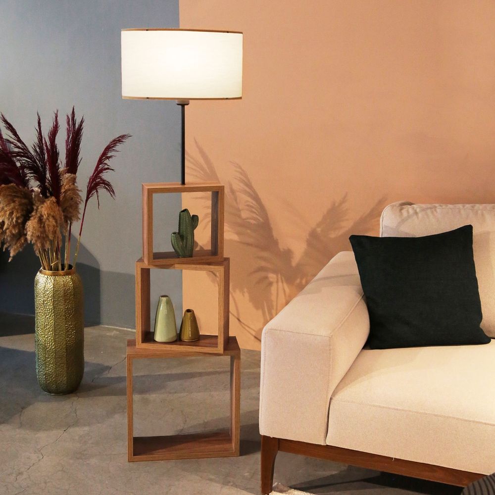 AYD - 2903 Krem Drvena Podna Lampa slika 1
