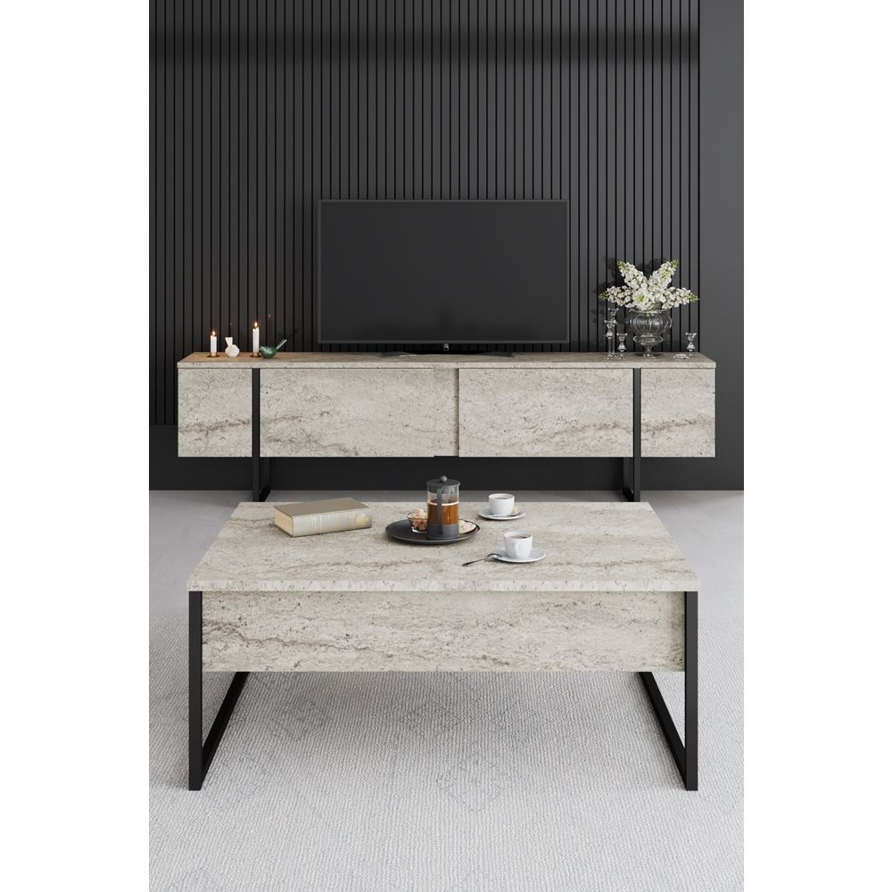 Luxe - Crni TV Stalak od Travertina slika 3