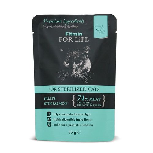 Fitmin For Life Cat Kesica Sterilized Losos, hrana za mačke 85g slika 1