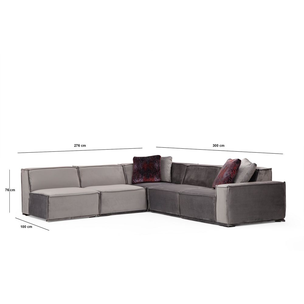 Lego Corner 5 (O1-O1-C-O1-1R) Sivi Kutni Sofa slika 10