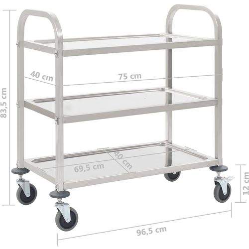 Kuhinjska kolica s 3 razine od nehrđajućeg čelika 95x45x83,5 cm slika 22