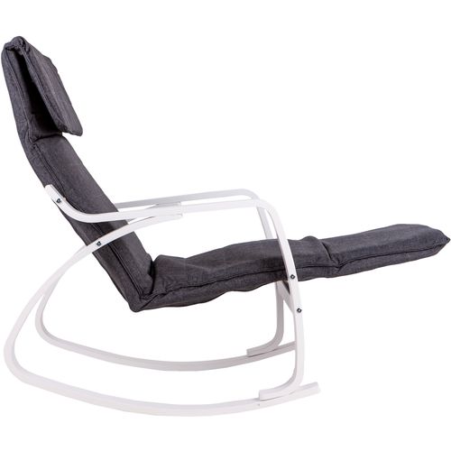 Fotelja za ljuljanje siva s bijelim naslonom za ruke i osloncom za noge slika 3