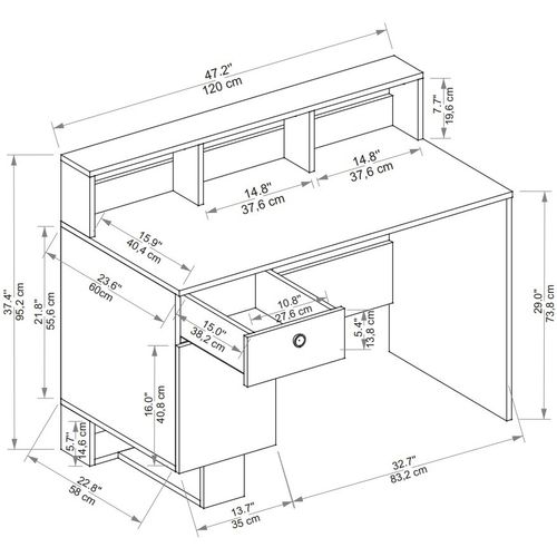 Sneker 120 Atlantic Pine
Beige Study Desk slika 6