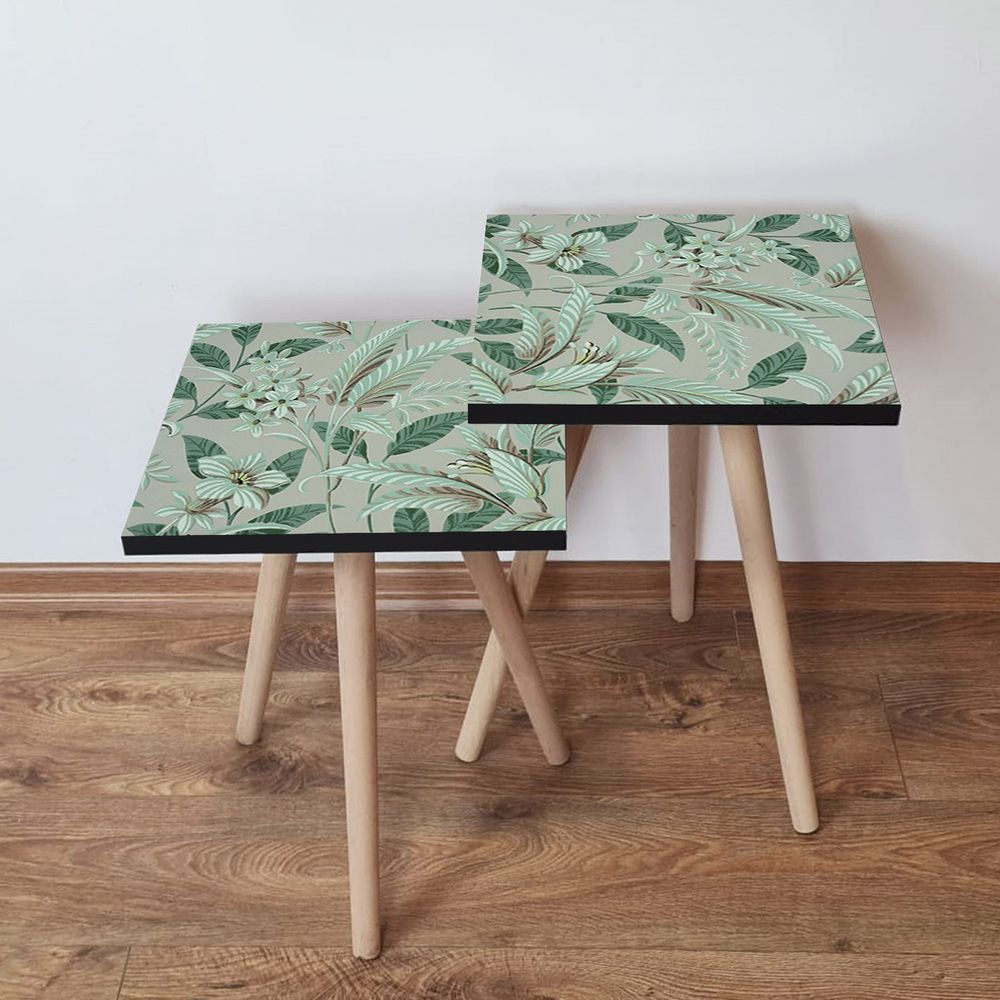 Nesting stolovi 2Shp193 - (2 komada) - boje: zelena, smeđa, bijela slika 1