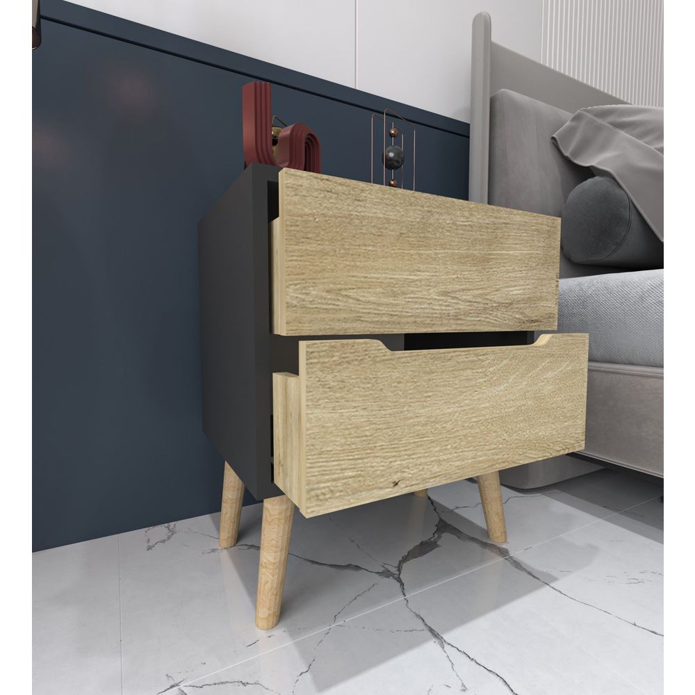Noćni ormarić Flora - Anthracite i Sapphire Oak slika 3