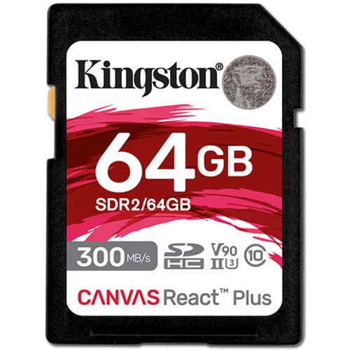 Kingston SDR2/64GB 64GB SDXC, Canvas React Plus, Professional, Class 10 UHS-II U3 V90, Up to 300MB/s read and 260MB/s write, for Full HD/2K/4K/8K slika 2