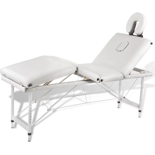 Krem bijeli sklopivi masažni četvorodijelni stol s aluminijskim okvirom slika 6
