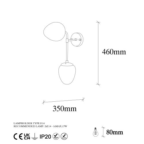 Zidna lampa Ns - 10690 u crno-zlatno-krem boji slika 6