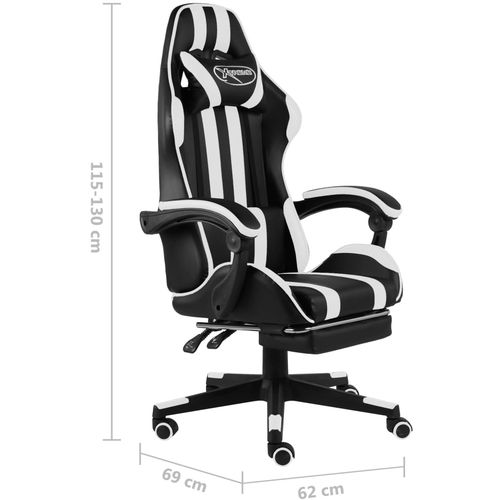Igraća stolica od umjetne kože s osloncem za noge crno-bijela slika 6