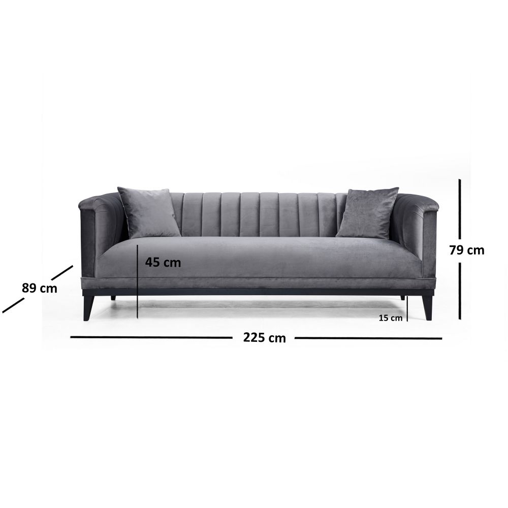 Trendy - Tamnosiva Sofa za 3 Osobe slika 4