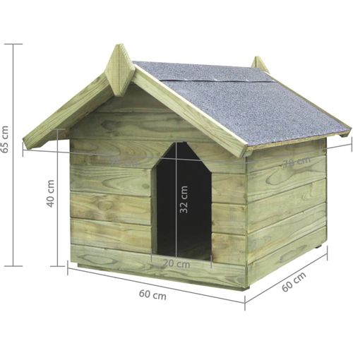 Vrtna kućica za pse od impregnirane borovine s pomičnim krovom slika 21