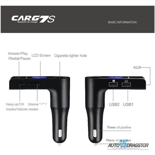 FM PREDAJNIK (TRANSMITER), USB PUNJAČ, 2 USB ULAZA, LCD EKRAN, BLUETOOTH 5.0, MP3/WMA slika 7