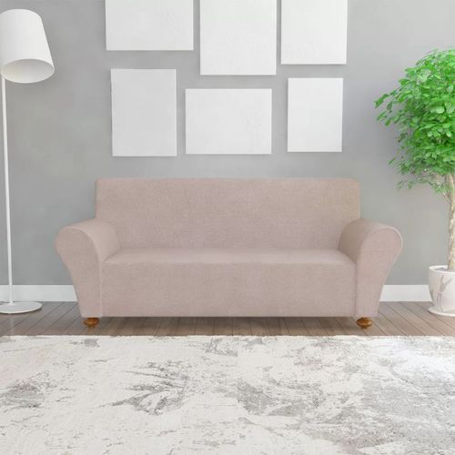 131090 Stretch Couch Slipcover Beige Polyester Jersey slika 8