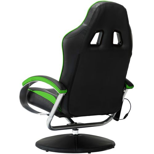 Masažna stolica s osloncem od umjetne kože zelena slika 6
