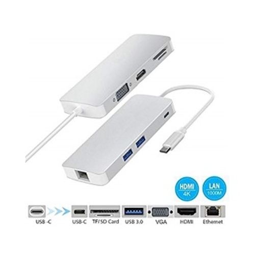 FAST ASIA Adapter-konvertor TIP C na VGA+HDMI+SD/MICRO SD+RJ 45+2xUSB3.0+TIP C slika 1