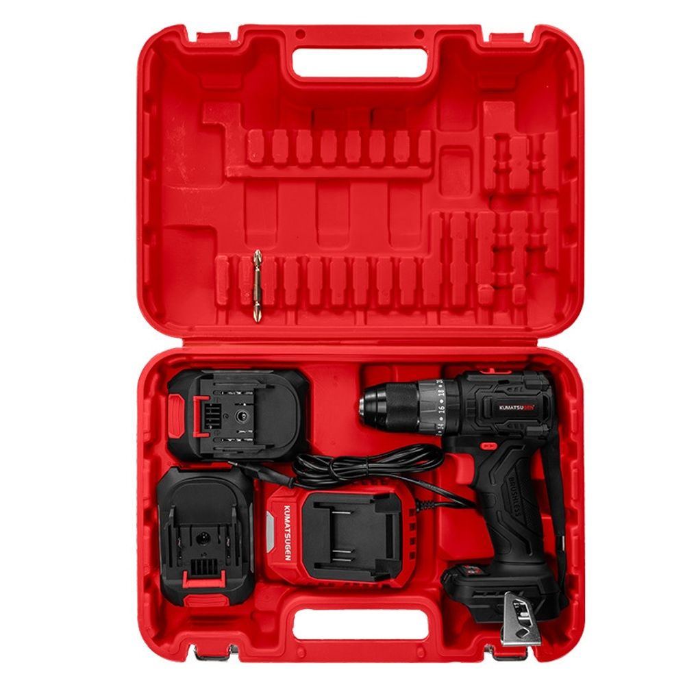 Kumatsugen KDC110 aku udarna bušilica, punjač + baterije 2 x 2Ah 20V 50Nm, BL motor slika 2