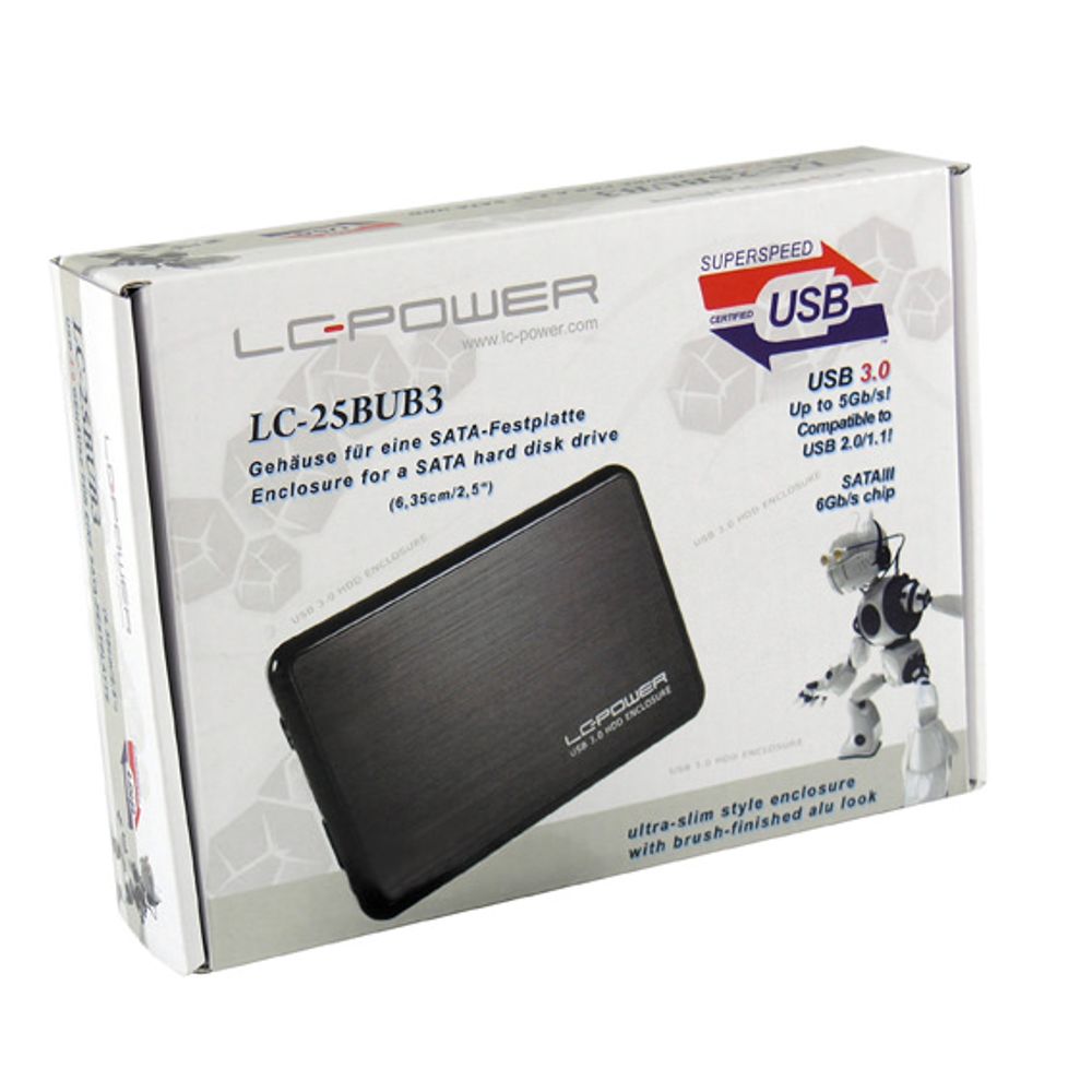 LC-Power LC-25BUB3 Enclosure2.5" USB 3.0,ultra slim slika 2