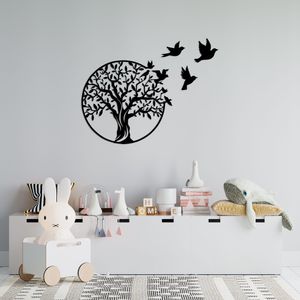 Wallity Tree And Birds Black Decorative Metal Wall Accessory