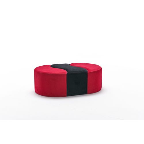 Atelier Del Sofa Tabure, Crno Crvena, Alya Puf - Red, Black slika 5