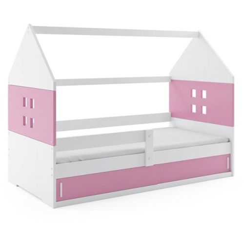 Drveni dečiji krevet Domi 1 sa prostorom za skladištenje - 160x80 cm - roze - belo slika 2