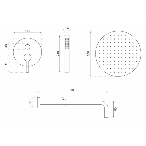 Komplet tuša u ravnini Rea Lungo Copper Brush Brush   + BOX slika 9