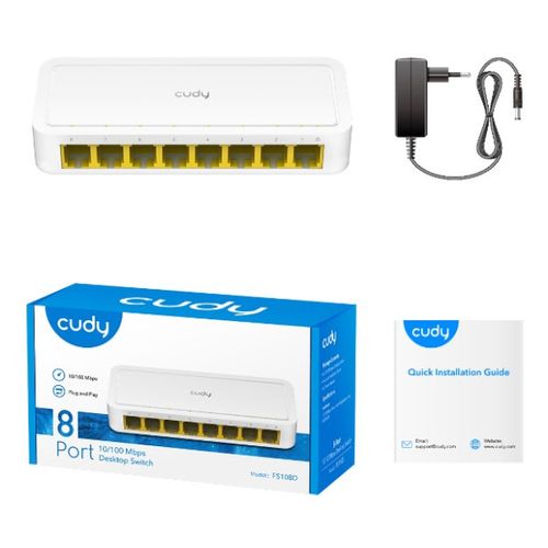 Cudy FS108D LAN 8-Port 10/100 Switch auto-negotiation RJ45 ports slika 4